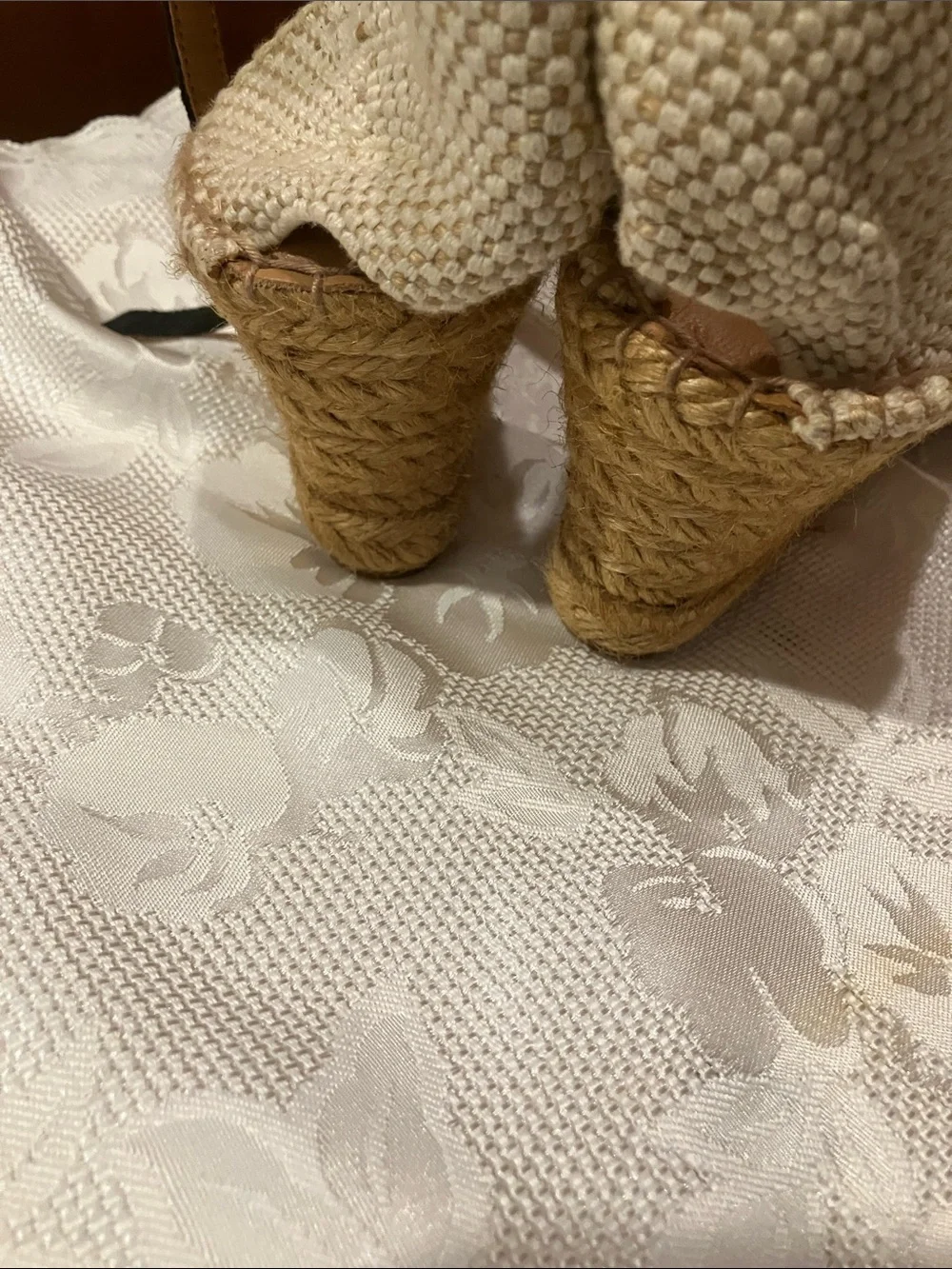 Seychelles Black and White Striped Espadrille Wedges with Ankle Tie